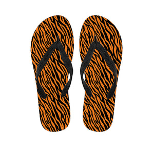 Orange And Black Tiger Stripe Print Flip Flops