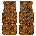 Orange And Black Tiger Stripe Print Front and Back Car Floor Mats