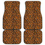 Orange And Black Tiger Stripe Print Front and Back Car Floor Mats