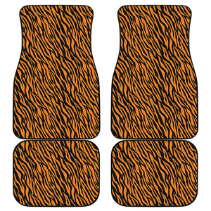 Orange And Black Tiger Stripe Print Front and Back Car Floor Mats