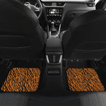 Orange And Black Tiger Stripe Print Front and Back Car Floor Mats