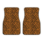 Orange And Black Tiger Stripe Print Front Car Floor Mats