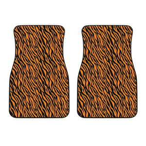 Orange And Black Tiger Stripe Print Front Car Floor Mats