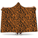 Orange And Black Tiger Stripe Print Hooded Blanket