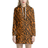 Orange And Black Tiger Stripe Print Hoodie Dress