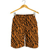 Orange And Black Tiger Stripe Print Men's Shorts