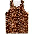 Orange And Black Tiger Stripe Print Men's Tank Top
