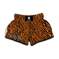 Orange And Black Tiger Stripe Print Muay Thai Boxing Shorts