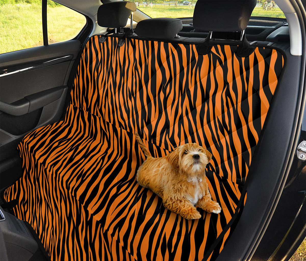 Orange And Black Tiger Stripe Print Pet Car Back Seat Cover