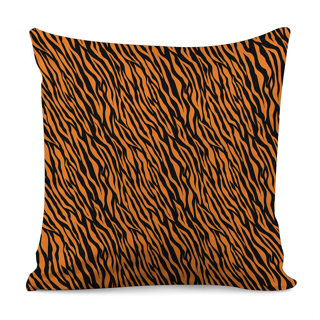 Orange And Black Tiger Stripe Print Pillow Cover