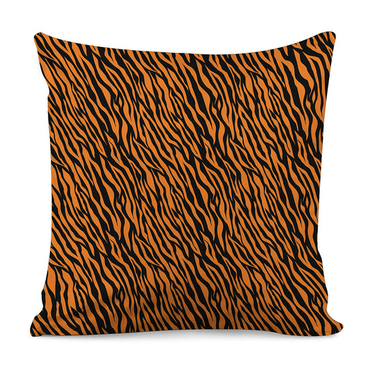 Orange And Black Tiger Stripe Print Pillow Cover