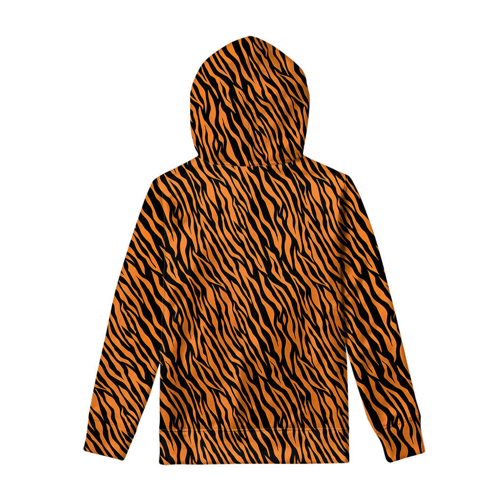 Orange And Black Tiger Stripe Print Pullover Hoodie