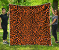 Orange And Black Tiger Stripe Print Quilt
