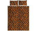 Orange And Black Tiger Stripe Print Quilt Bed Set