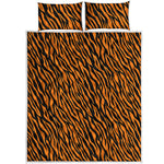 Orange And Black Tiger Stripe Print Quilt Bed Set