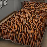 Orange And Black Tiger Stripe Print Quilt Bed Set