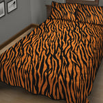 Orange And Black Tiger Stripe Print Quilt Bed Set