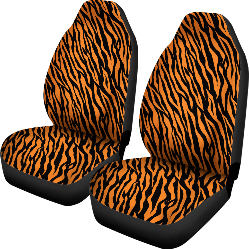 Orange And Black Tiger Stripe Print Universal Fit Car Seat Covers