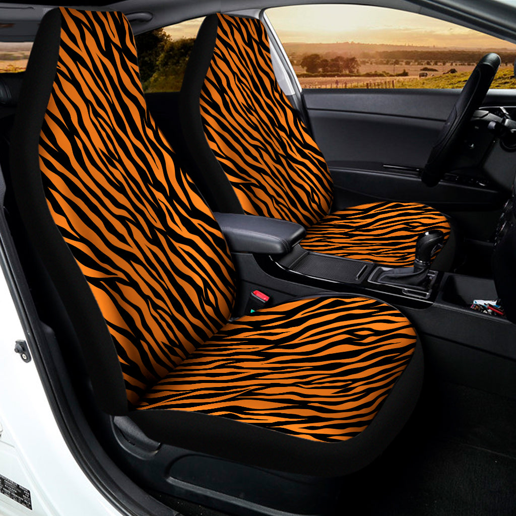 Orange And Black Tiger Stripe Print Universal Fit Car Seat Covers