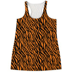 Orange And Black Tiger Stripe Print Women's Racerback Tank Top
