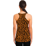 Orange And Black Tiger Stripe Print Women's Racerback Tank Top