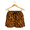Orange And Black Tiger Stripe Print Women's Shorts