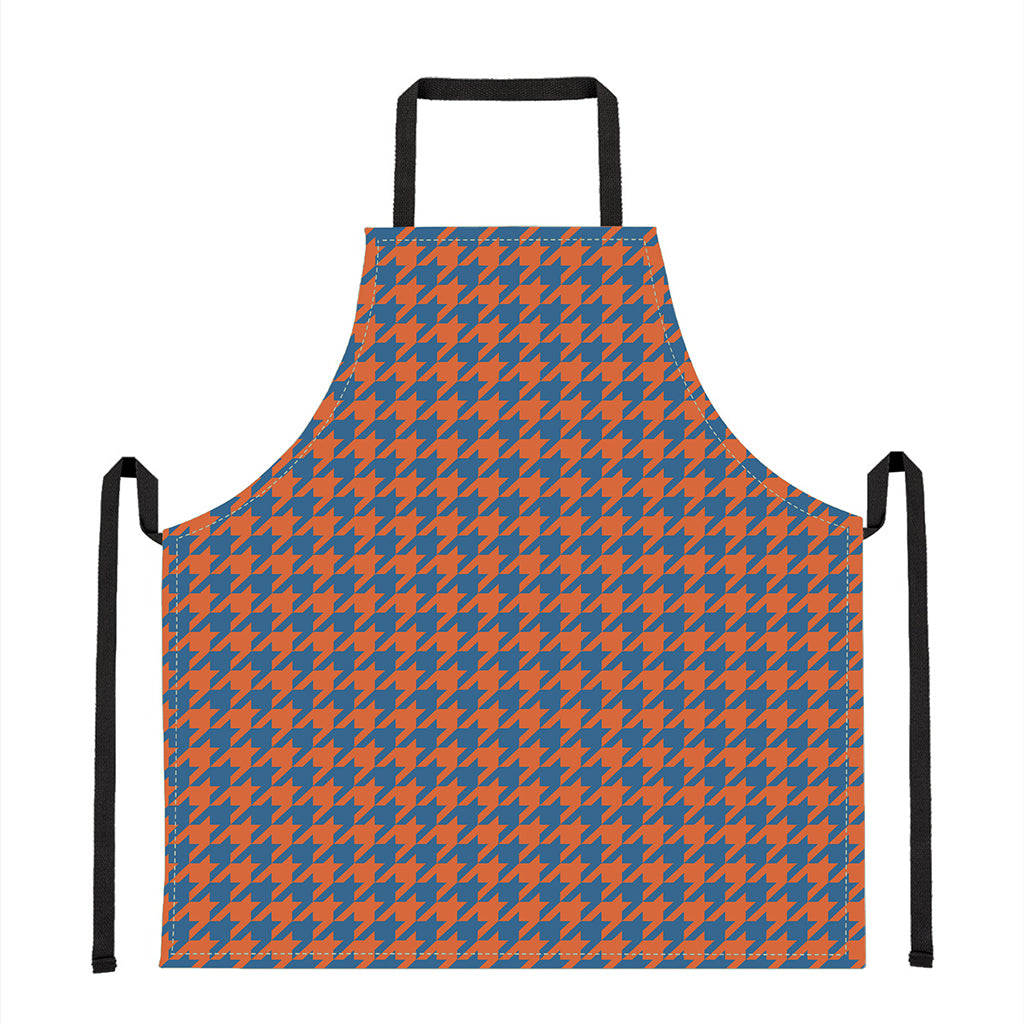 Orange And Blue Houndstooth Print Apron