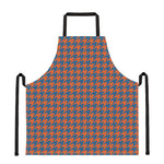 Orange And Blue Houndstooth Print Apron