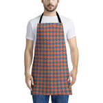 Orange And Blue Houndstooth Print Apron