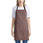 Orange And Blue Houndstooth Print Apron
