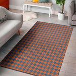 Orange And Blue Houndstooth Print Area Rug