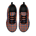 Orange And Blue Houndstooth Print Black Sneakers