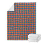 Orange And Blue Houndstooth Print Blanket