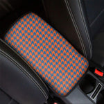 Orange And Blue Houndstooth Print Car Center Console Cover