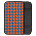Orange And Blue Houndstooth Print Car Center Console Cover