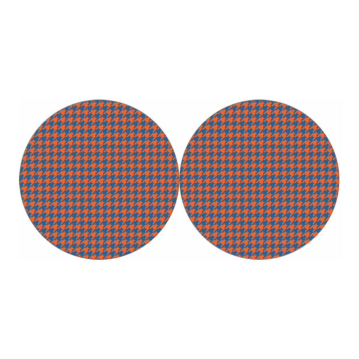 Orange And Blue Houndstooth Print Car Coasters