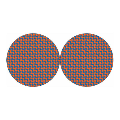Orange And Blue Houndstooth Print Car Coasters