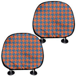 Orange And Blue Houndstooth Print Car Headrest Covers