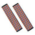 Orange And Blue Houndstooth Print Car Seat Belt Covers