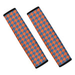 Orange And Blue Houndstooth Print Car Seat Belt Covers