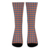 Orange And Blue Houndstooth Print Crew Socks