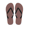 Orange And Blue Houndstooth Print Flip Flops