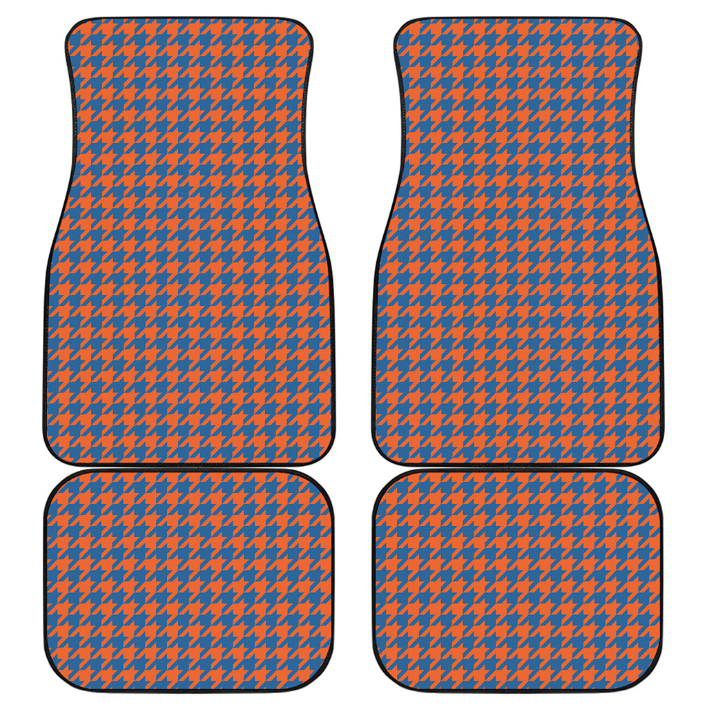 Orange And Blue Houndstooth Print Front and Back Car Floor Mats