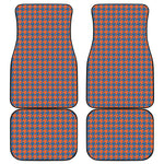 Orange And Blue Houndstooth Print Front and Back Car Floor Mats