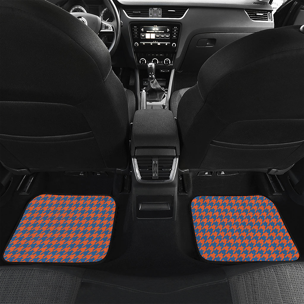 Orange And Blue Houndstooth Print Front and Back Car Floor Mats