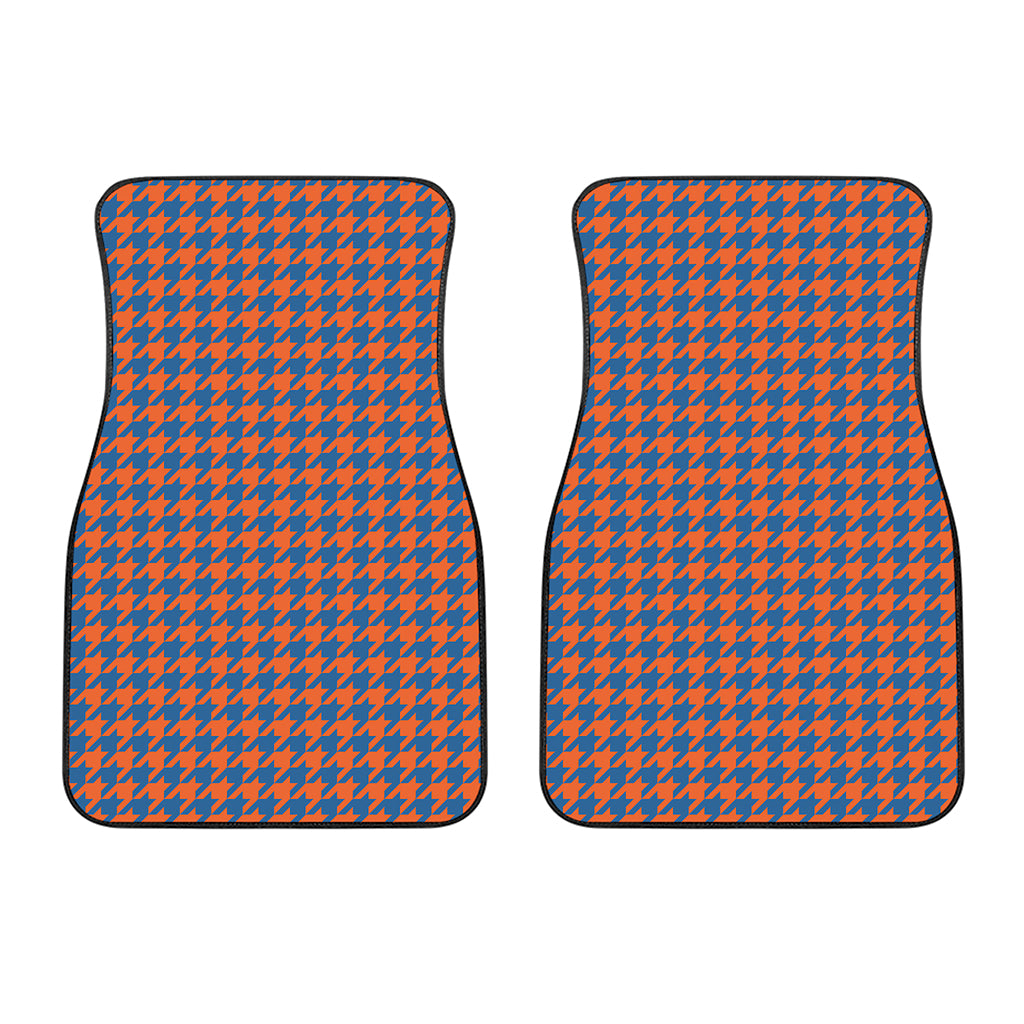 Orange And Blue Houndstooth Print Front Car Floor Mats