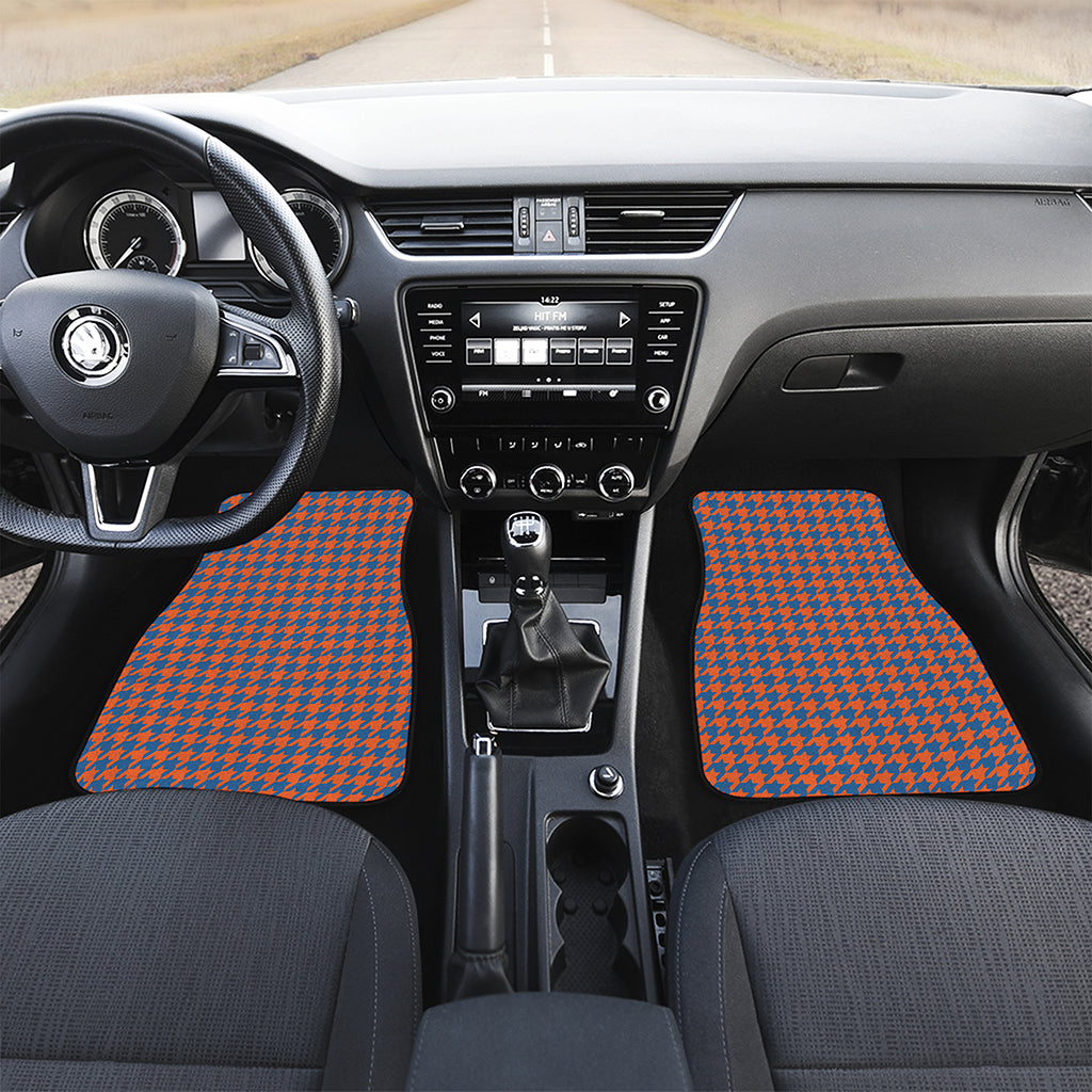 Orange And Blue Houndstooth Print Front Car Floor Mats