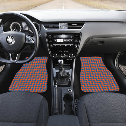 Orange And Blue Houndstooth Print Front Car Floor Mats