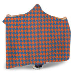 Orange And Blue Houndstooth Print Hooded Blanket