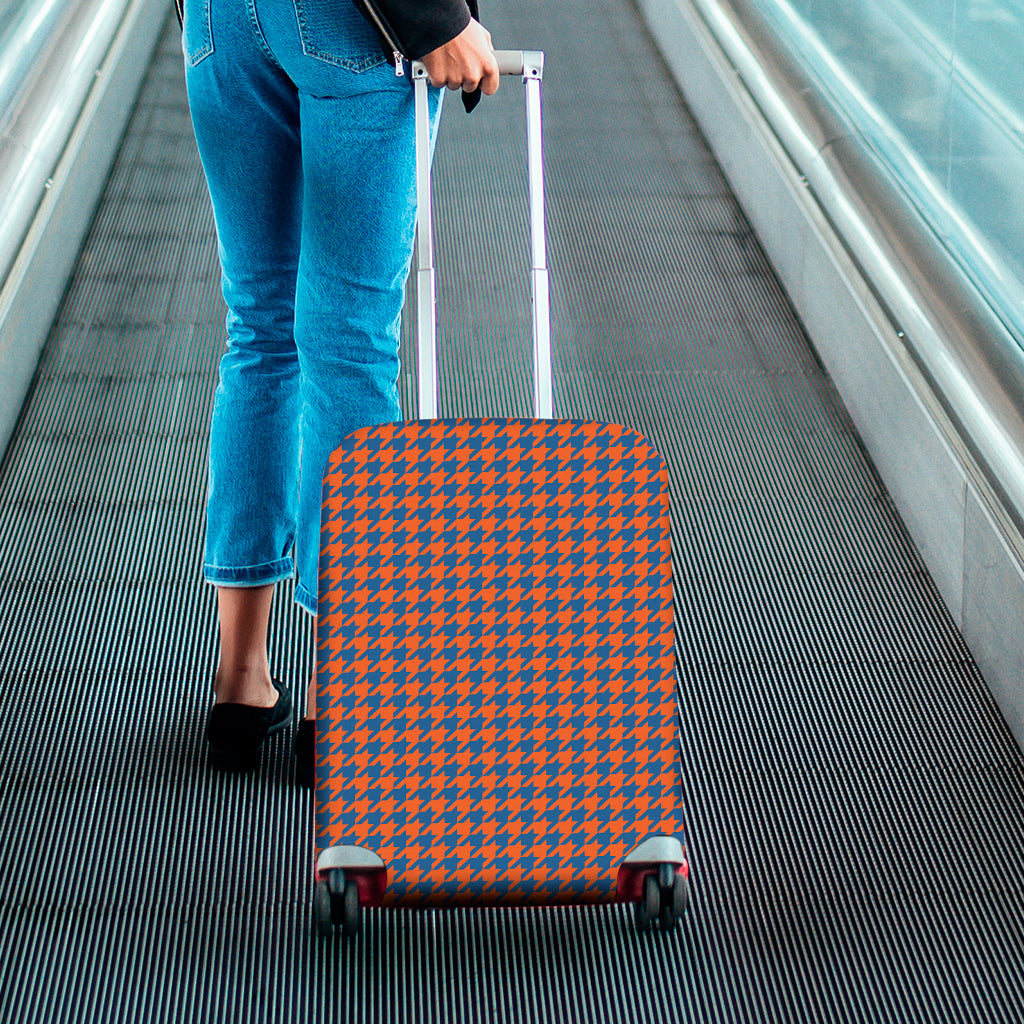 Orange And Blue Houndstooth Print Luggage Cover